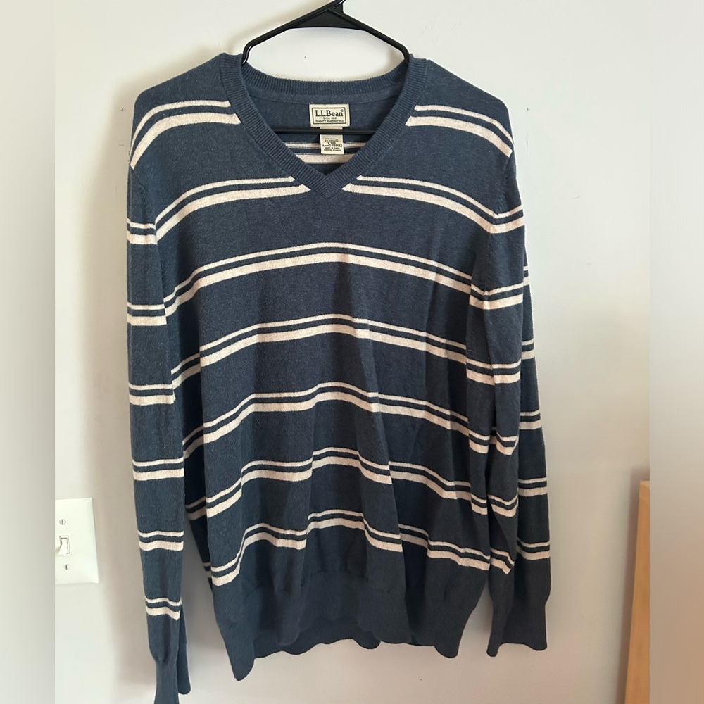 Men's Cotton and Cashmere L.L. Bean Striped Sweater